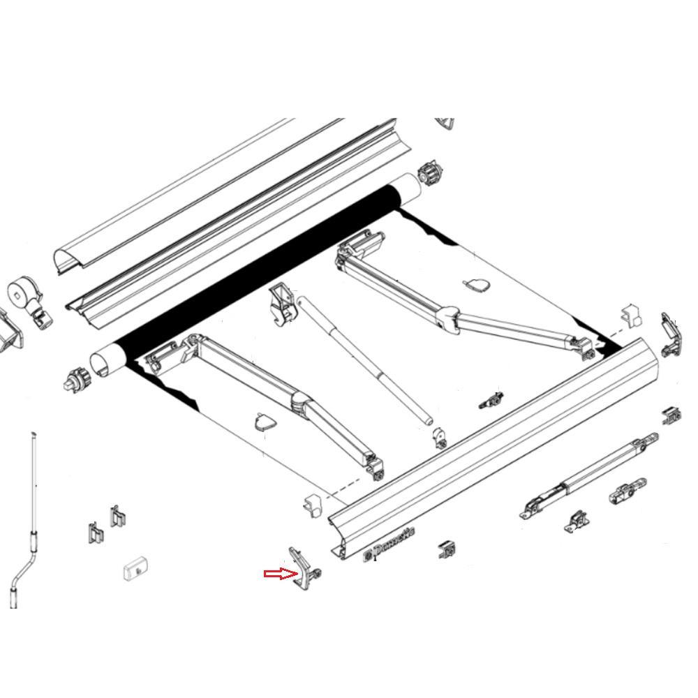 Dometic Eindkap Leadrail Links PR2000 Wit