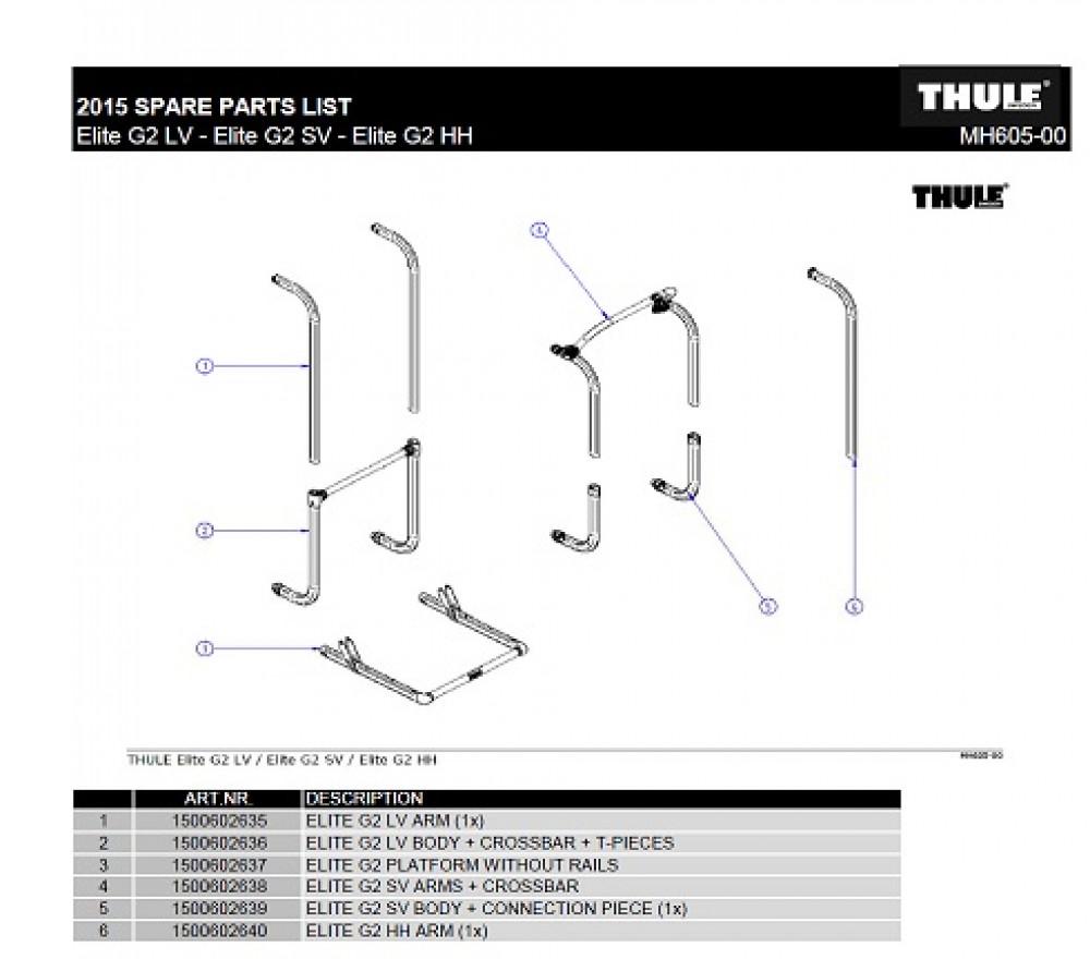 Thule elite G2 LV body/crossbar/t-pieces