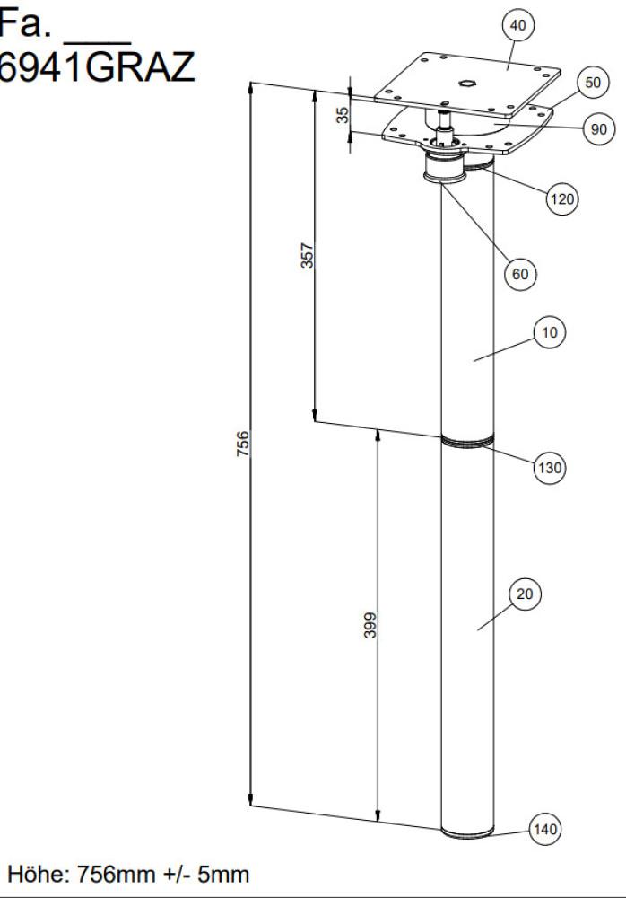 Ilse 6941 GRA Uitdraaivoet