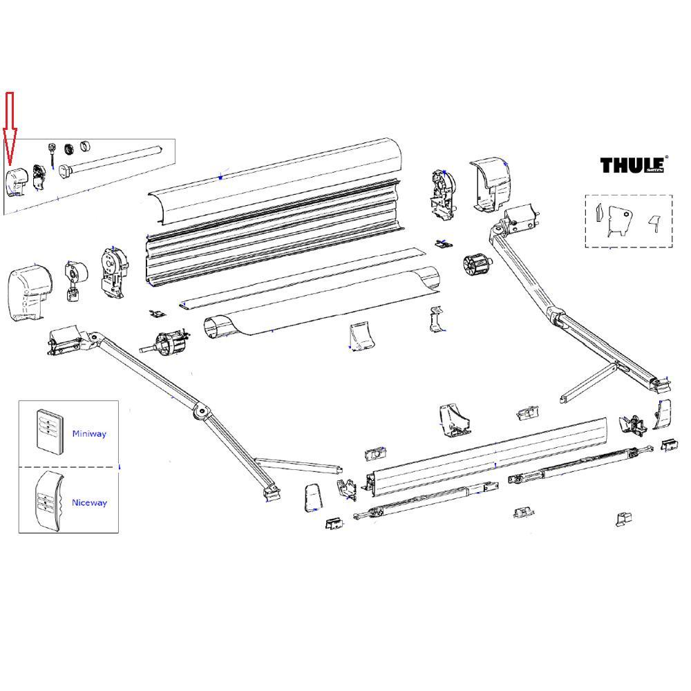 Thule 8000 Eindkap vaste bak links 220V Antraciet