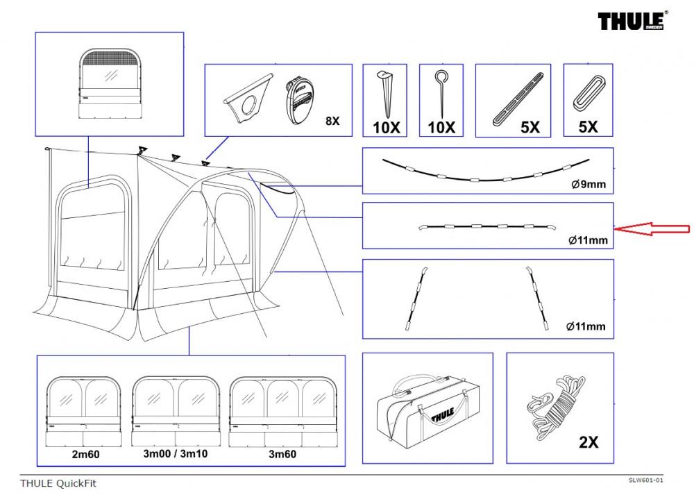 Thule Quickfit 360 L/XL Tentstok Boven 11mm