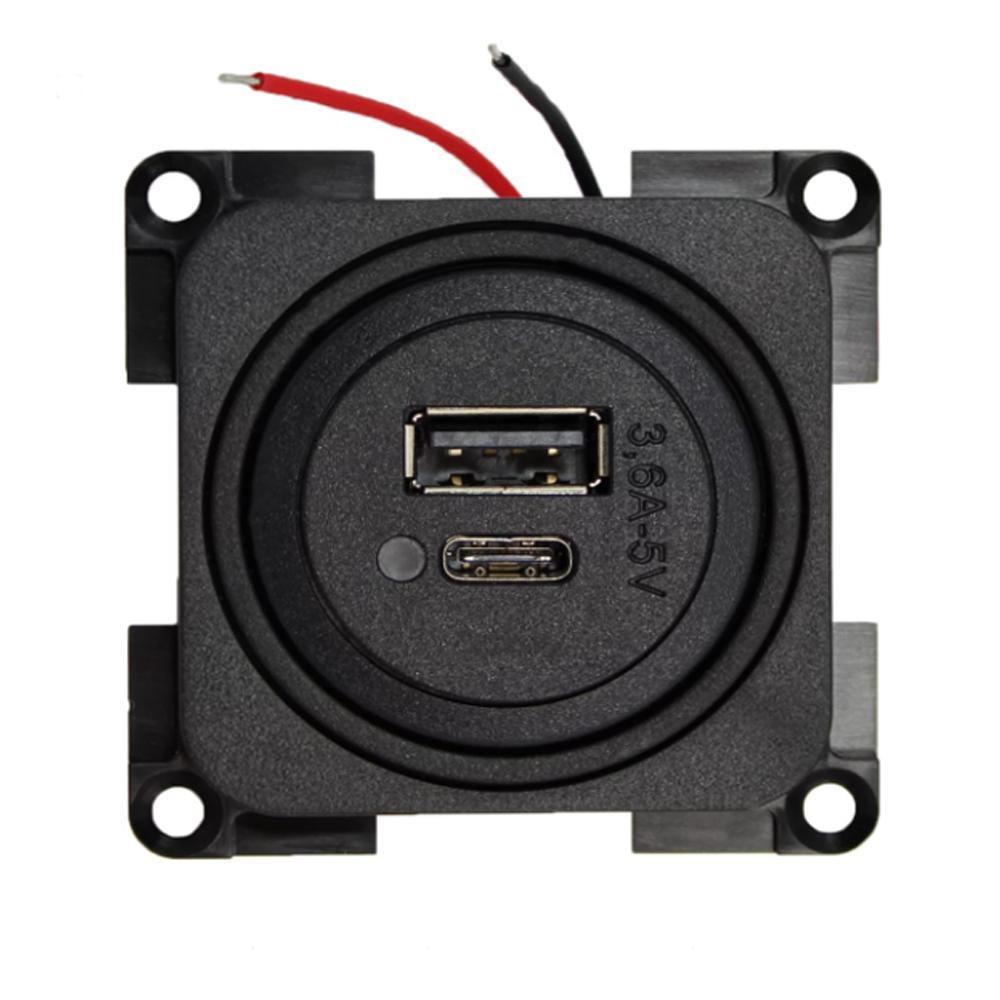 Presto Contactdoos 2x USB A/C Lader 12V LED Inbouw Zwart