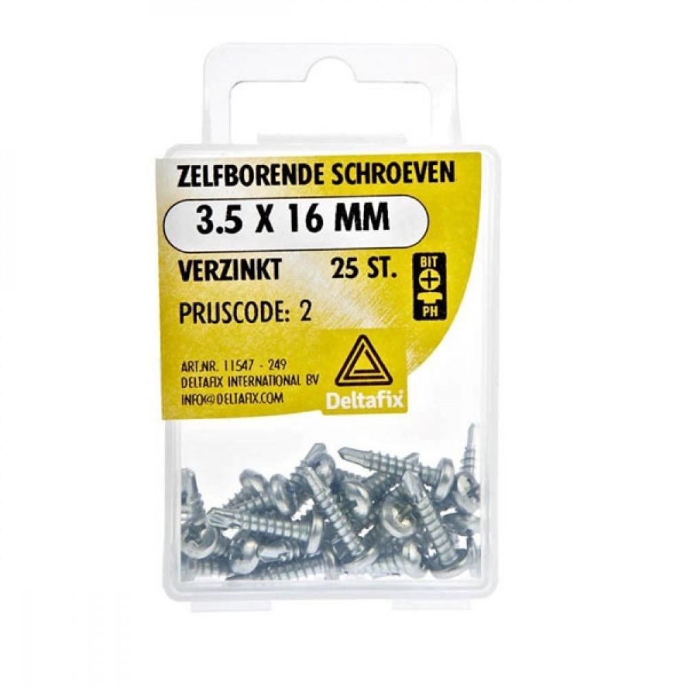 Deltafix Zelfborende Schroef Verzinkt 3.5x16mm Set 25st