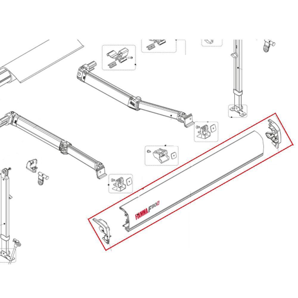 Fiamma F80S Lead Rail met Eindkappen 450 Titanium