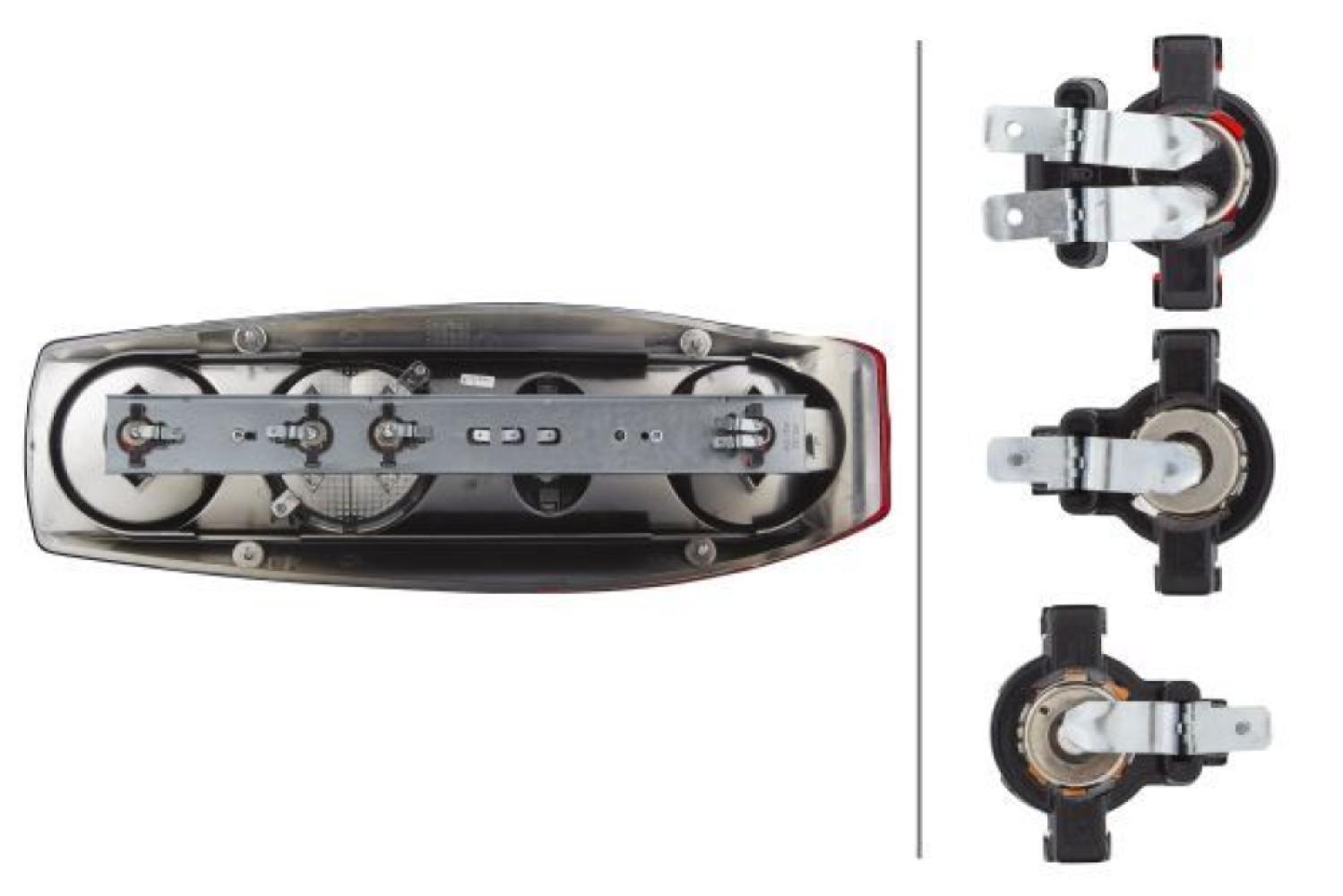 Hella Achterlicht Caraluna II Plus Rem/ Knipper/ Mist/ Achteruitrij/ Zijmarkering/ Driehoek Reflector Links