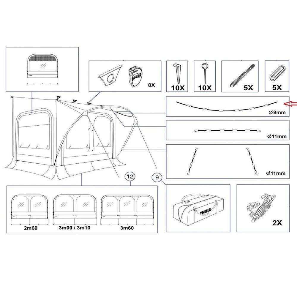Thule Quickfit Tentstok ø 9mm 3.60 meter M/L/XL