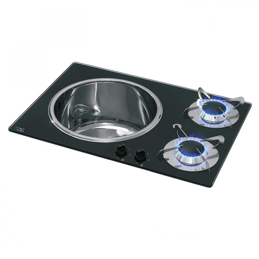 CAN Kookplaat+Spoelbak PV1360 Crystal 2 br.