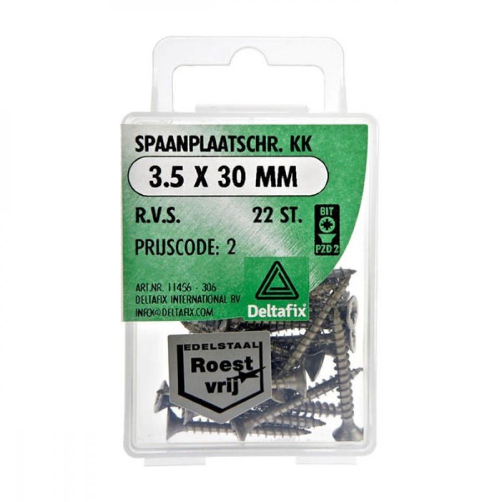 Spaanplaatschroef KK RVS 3.5x30mm Set 22st