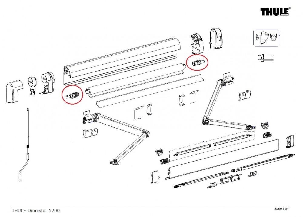 Thule Eindkap Roller Tube LH+RH 4900/5200