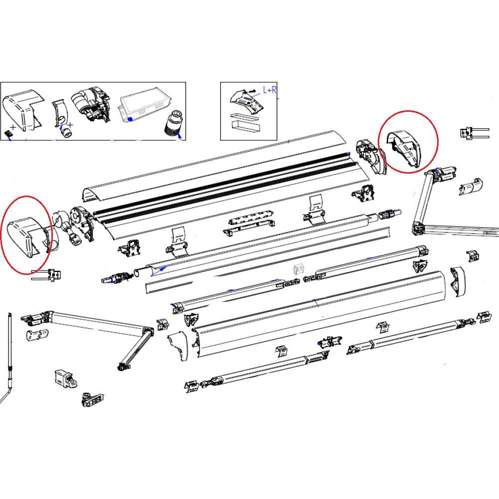 Thule 6300 Eindkap LH+RH Antraciet