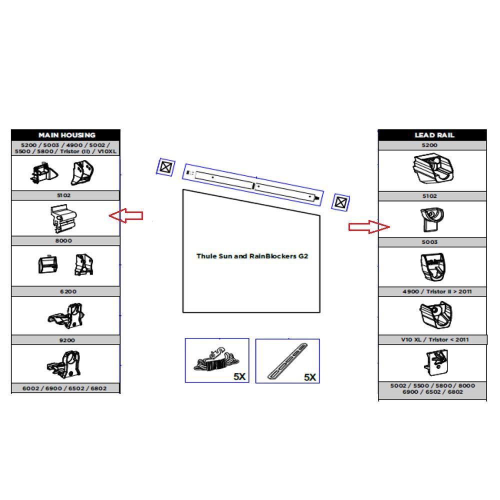 Thule Connection Pieces Tension Rafter 5102