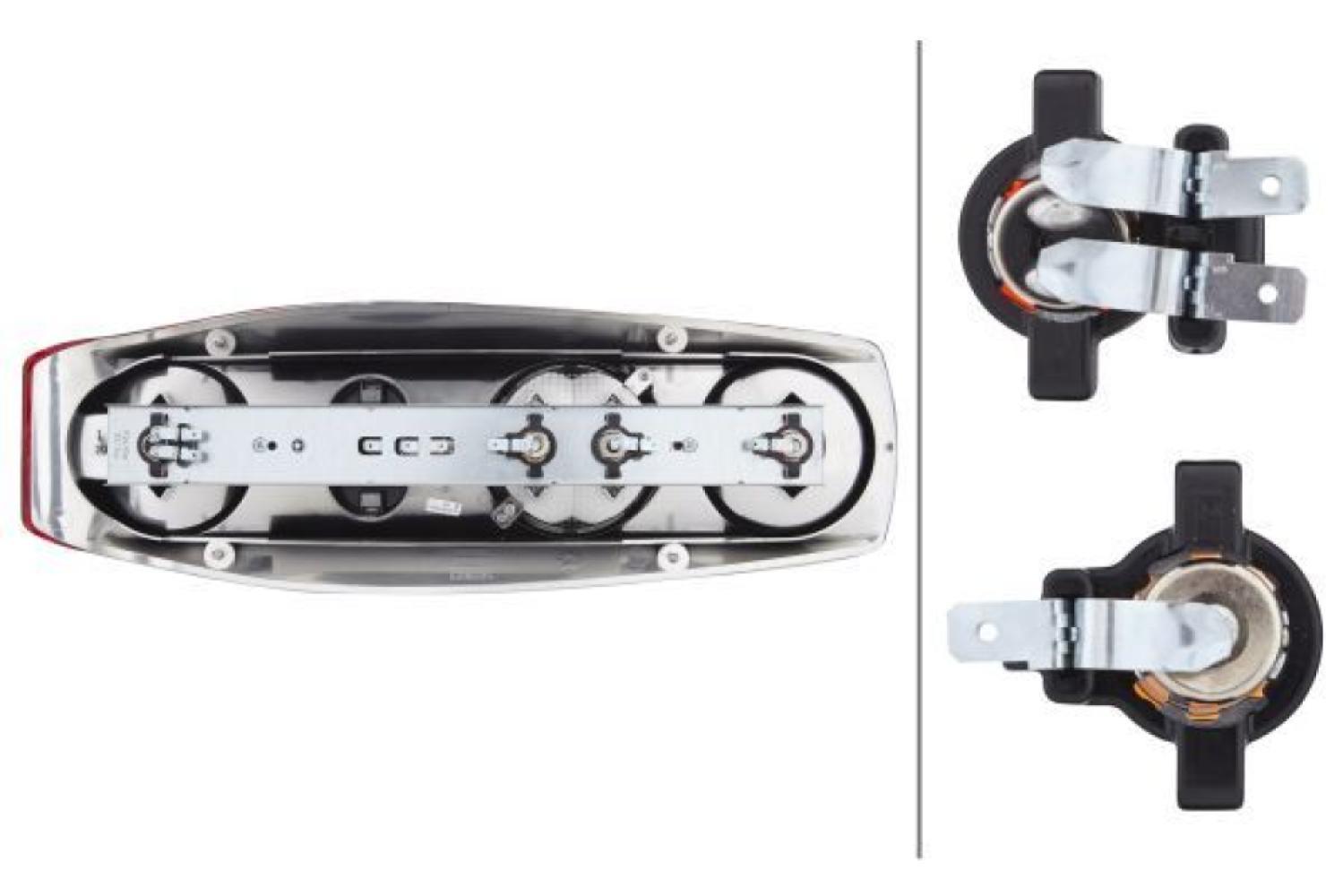 Hella Achterlicht Caraluna II Plus Rem/ Knipper/ Mist/ Achteruitrij/ Zijmarkering/ Driehoek Reflector Rechts
