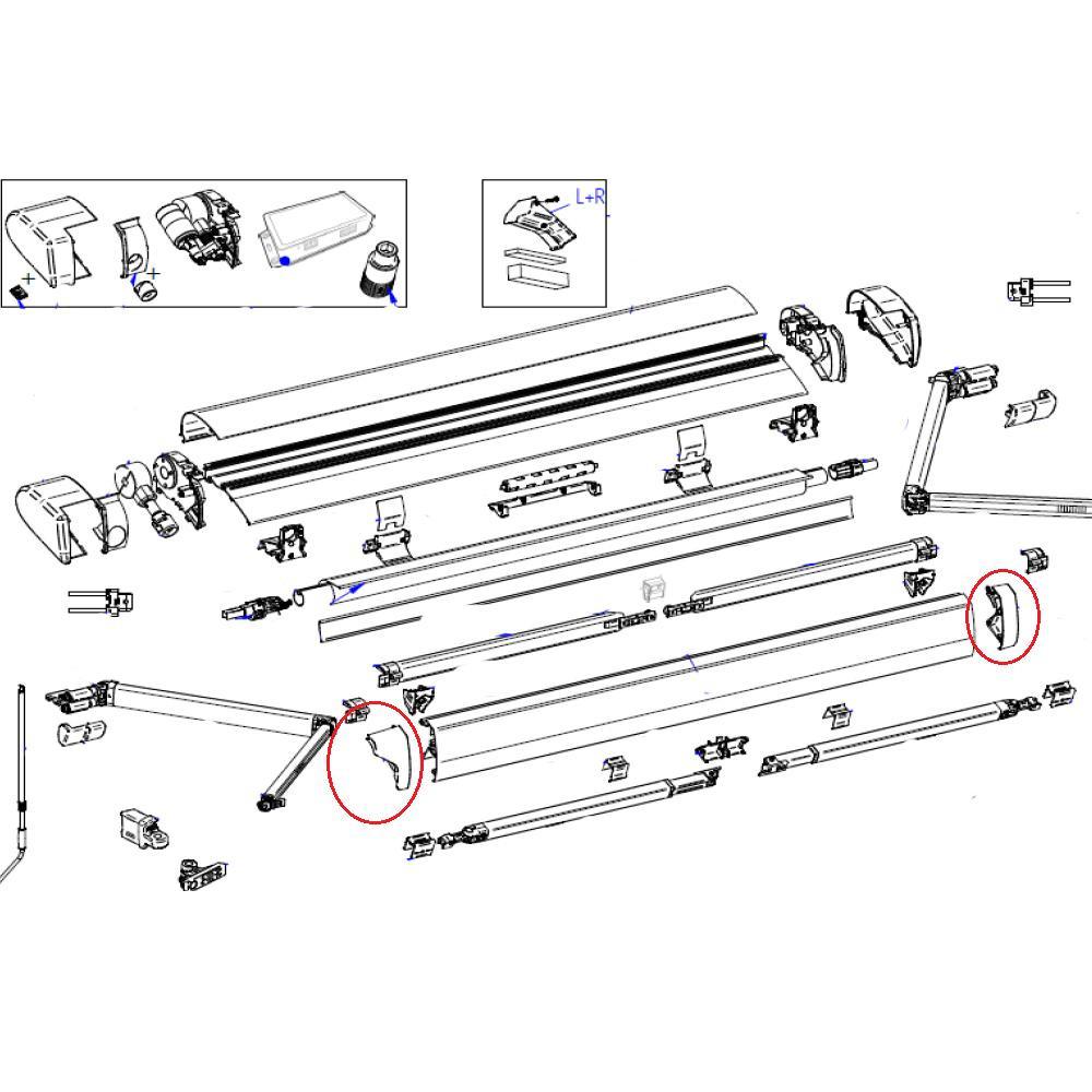 Thule 6300 Eindkap Lead Rail LH+RH Antraciet