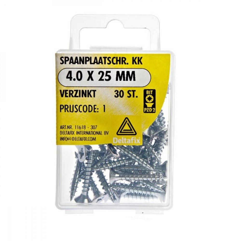 Deltafix Spaanplaatschroef KK 4.0x25mm Set 30st