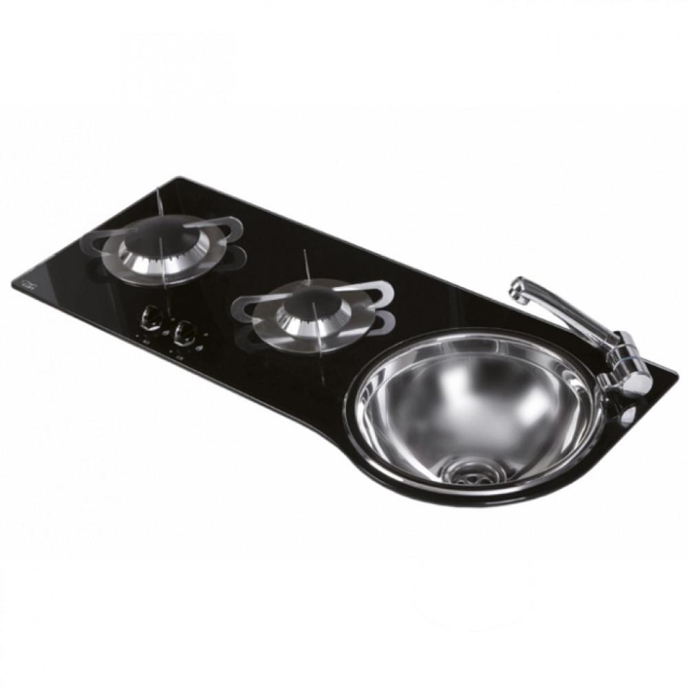 CAN Kookplaat+Spoelbak PV1364 Crystal 2 br.