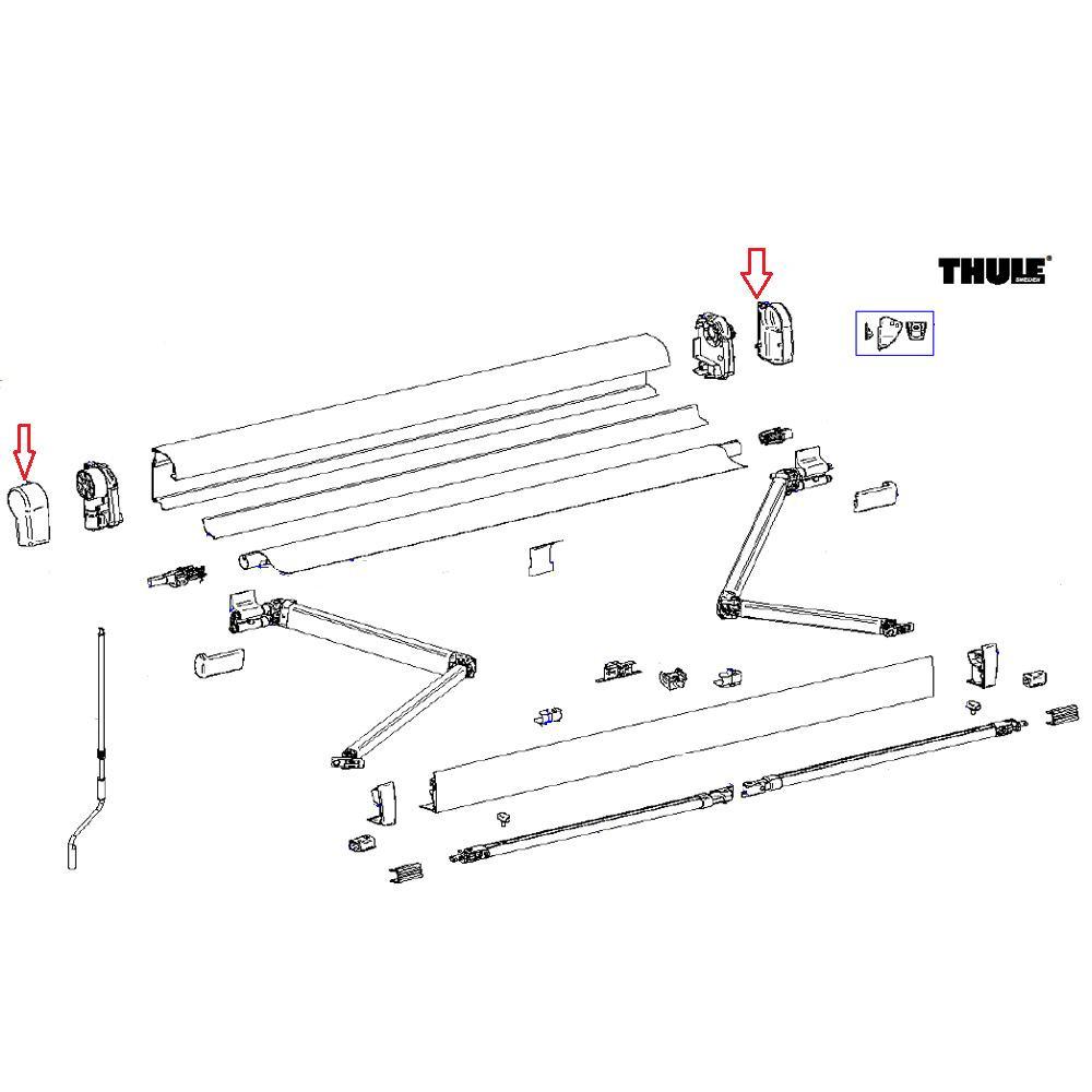 Thule Eindkap Mainhousing LH+RH 4900 Antraciet
