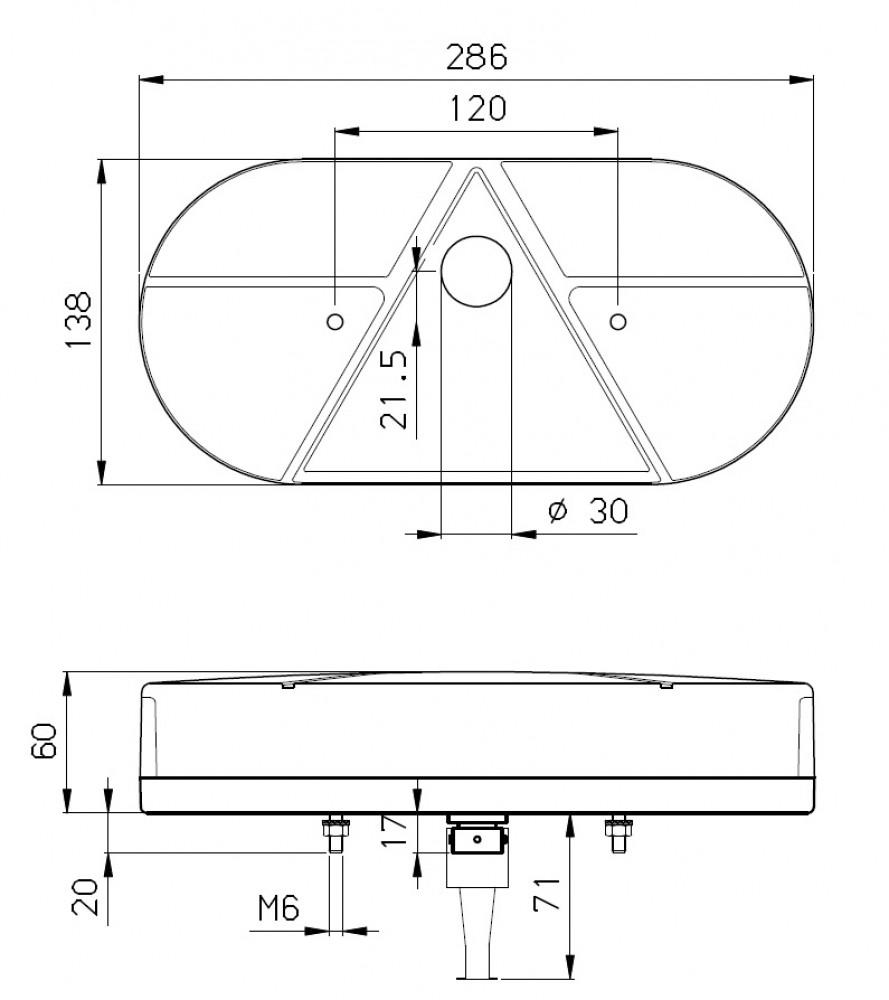 Jokon Achterlicht L610 Rem/ Knipper/ Kenteken/ Mist/ Achteruitrij/ Driehoek Reflector Opbouw Links