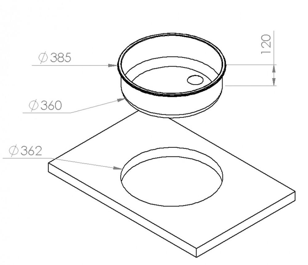 RVS Spoelbak Ø360 – Ø385 H120