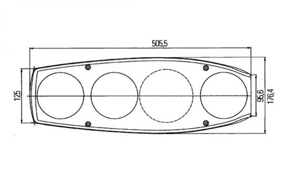 Hella Achterlicht Caraluna II Reflector/ Rem/ Knipper/ Mist Camper Links