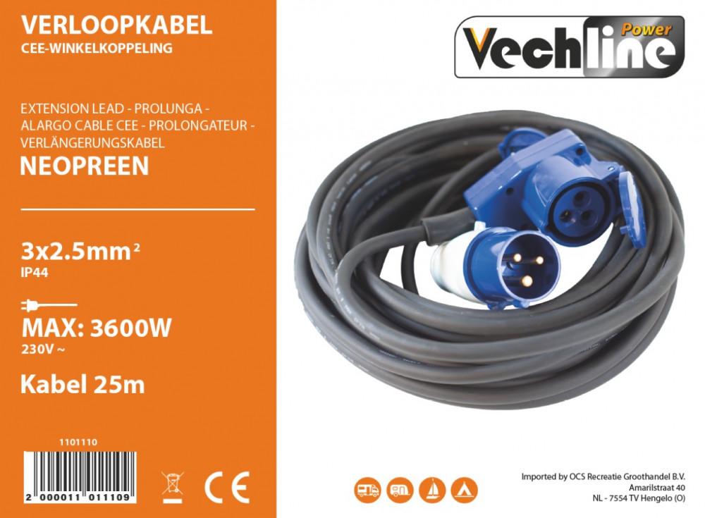 Verloopkabel 3x2.5mm² CEE-Winkelkoppeling 25m